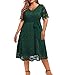 Emerald Green Dress Women Plus Size Wedding Guest Dark Green Bridesmaid Semi Formal Cocktail Lace Party V Neck Dresses
