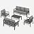 VONZOY Aluminum Patio Conversation Set with Coffee Table 5 Pieces Deck Outdoor Furniture 7-Seat All-Weather Rust-Proof Sectional Sofa Set with Removable Cushion for Backyard, Poolside & Small Spaces