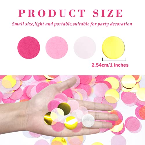 Image of VCOSTORE 1 Inch Tissue Paper Confetti Circles,1.76oz Round Paper Table Confetti Circle Dots, Suitable for Birthday Wedding Party Decoration and Baby Shower decorations,Pink and Gold,5000 Pieces