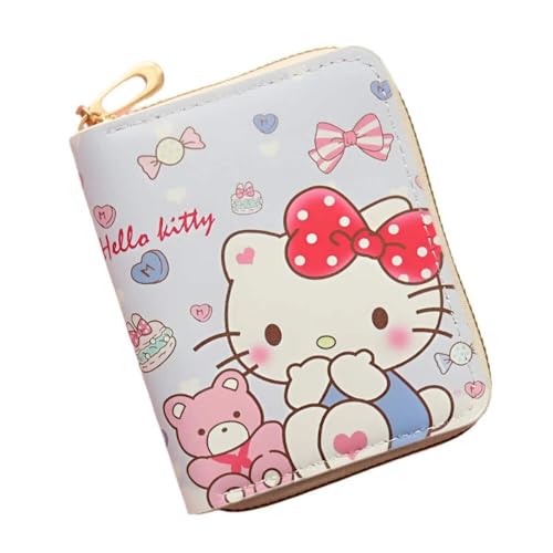 Cartoon Hello Kitty Wallet for Women Small Short Wallets Zipper Coin Purse Girls Students Credit Card Bag