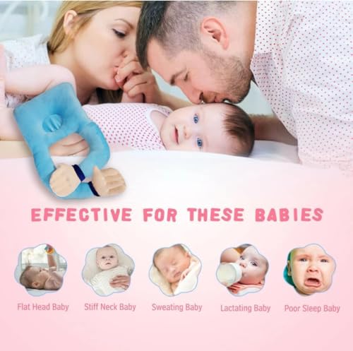 Image of Baby Hugging Pillow with Supersoft Fabric | 0-18 Months Newborn Pillow /Takiya /Cushion | Neck & Head Support for Babies (Sky Blue)