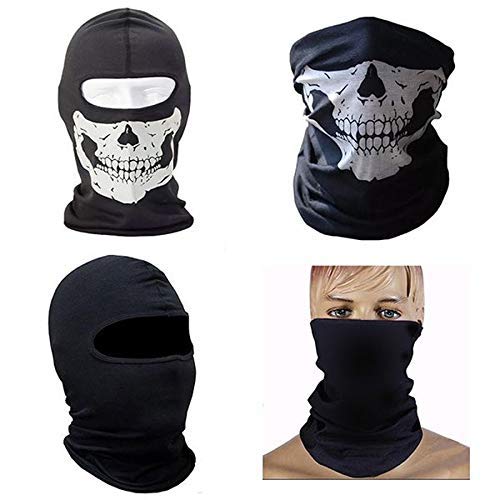 Kit Balaclava caveira + Bandana caveira + Bandana Lisa + Touca Ninja Segunda Pele Lisa Segurança Cap