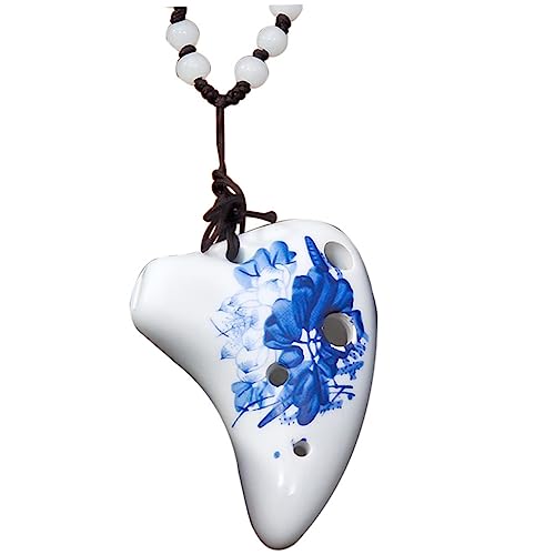 Toyvian Ceramic Ocarina Necklace Porcelain Musical Instrument for Beginners and Durable Ocarina with Design present for Music Lovers and Collectors