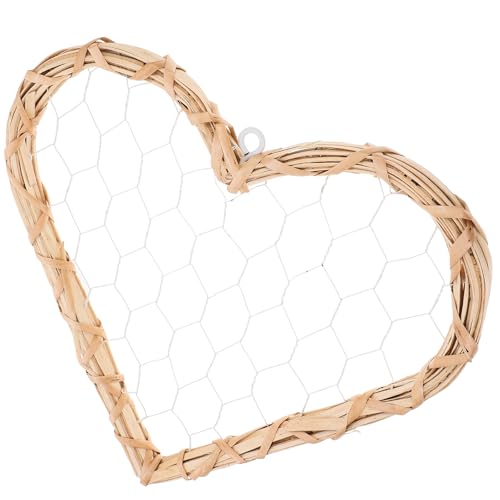 LOORGVEL Guirlande de Saule Tressé Cœur Petit Format, Porte-Photo Mural en Osier Naturel, Cadre Photo Suspendu Déco Murale Vintage pour Maison et Bureau,...