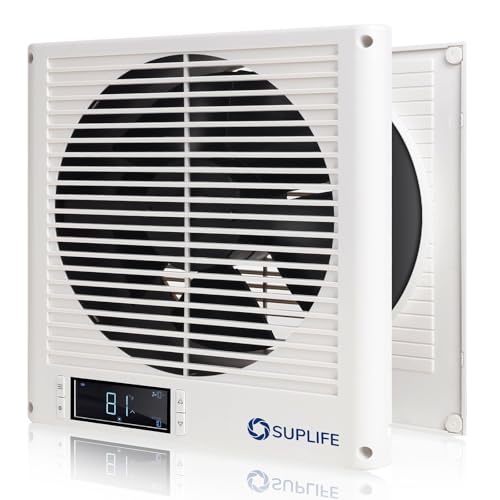 8' Room to Room Air Transfer Fan for Quietly Circulating Air, Reversible Airflow Design, 300 CFM Programmable Through Wall Fan, Durable Build Quality, 10 Speed Thru Wall Exhaust Fan for Closet,Laundry