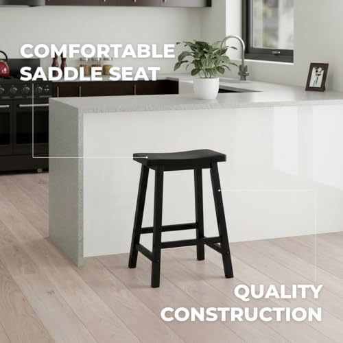 Image of Winsome Satori Saddle Seat Counter Stool, Black, 24 inch