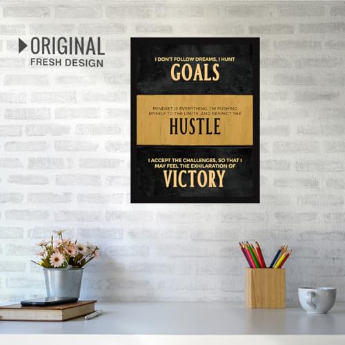 Image of Chaka Chaundh - Goals Quotes Poster Frame - Hustle wall framed poster - Motivational Quotes Victory frames for Office, Home, Student - (11 X 14 Inches)