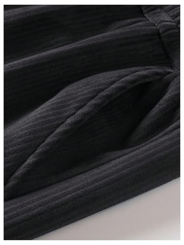 SOLY HUX Men's 2 Piece Corduroy Pants Drawstring Elastic Waist Straight Leg Baggy Pants with Pockets4