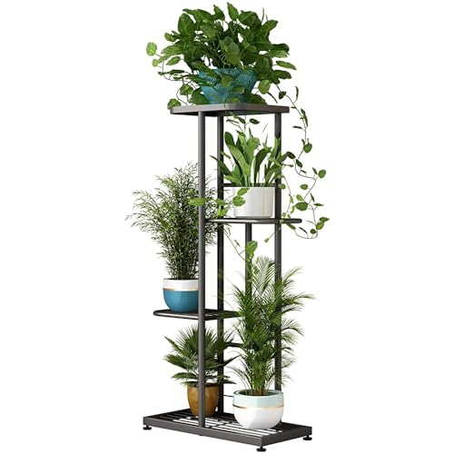 LINZINAR Plant Stand Indoor Outdoor Corner 4 Tier Metal Plant Shelf...