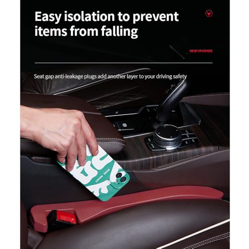 IHOTDER 2PCS Car Seat Gap Filler - Car Seat Gap Filler Organizer for Holding Phone,Key,Purse - Universal Car Gap Filler Fits CCar Truck SUV Car Interior Accessories (Burgundy/2PCS)…