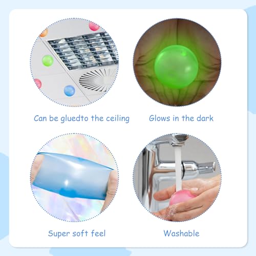 Roinaid 6 Stück Stressball klebriger Zielball,Leuchtend Antistressball,Luminous Sticky Ball,Antistressball Kinder,Quetschball,6cm Sticky Balls Anti Stress Spielzeug für Erwachsene Kinder
