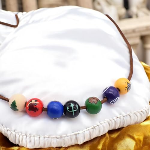 PRINCESS CUTENESS STORE Percy Jackson Annabeth Chase Brown Faux Leather Cord Colorful Painted Wooden Bead Demigod Olympian Necklace