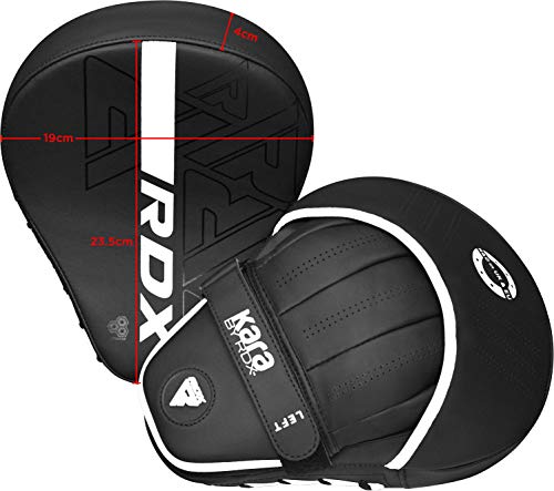 Image of RDX Boxing Pads Curved Focus Mitts, Maya Hide Leather Kara Hook and jab Training Pads, Adjustable Strap Ventilated, MMA Muay Thai Kickboxing Coaching Martial Arts Punching Hand Target Strike Shield