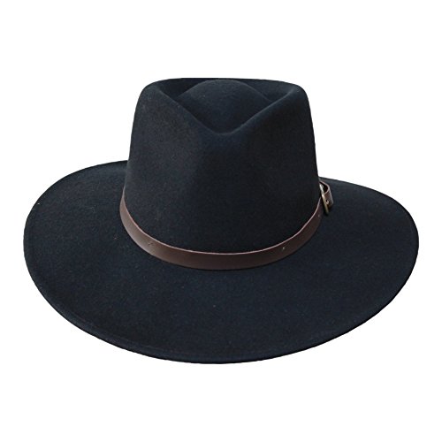 Image of B&S Premium Lewis - Wide Brim Fedora Hat - 100% Wool Felt - Water Resistant - Leather Band