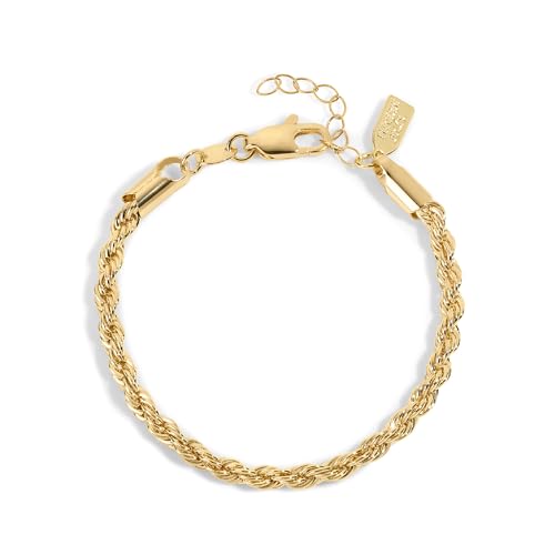 Electric Picks Harper Rope Bracelet for Women - 18k Gold Rope Bracelet with 4mm Thickness, Timeless Design, Stackable and Stylish, Elegant Gold Jewelry for Women, Ideal for Everyday Wear
