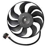 TRQ Right Radiator Cooling Fan Assembly Passenger Side Compatible with 2000-2006 Audi TT TT Quattro 1998-2006 Volkswagen Beetle 2000-2005 Golf Jetta
