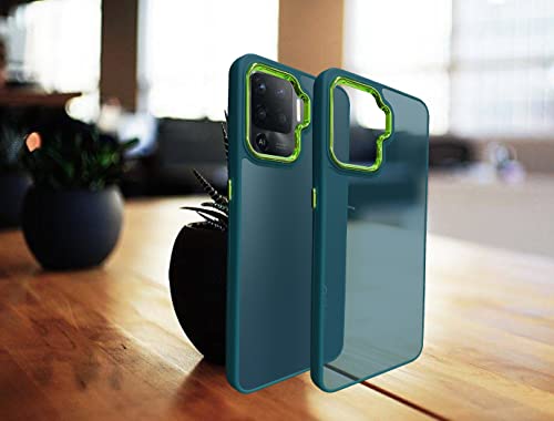 Image of A rtistque Frosted Translucent Back Cover Case for Oppo F19 Pro | Electroplated Chrome Ring | Raised Camera Edges for Protection | Smooth Sides TPU - Green