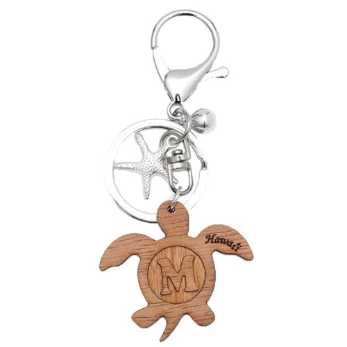 [Kahiko] キーホルダー アルファベット カヒコ イニシャル チャーム おしゃれ かわいい ホヌ 木製 文字入り 木 コアウッド プレゼント ギフト 車 ハワイアン雑貨 (M)