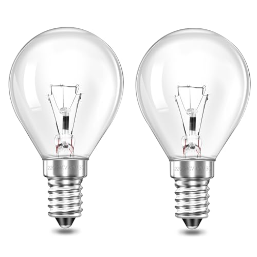 Liuyife Ampoule E14 Dimmable G45 Globe pour Four 300 Degré Résistante, Blanc Chaud 2700K, 400LM, P45 Lampes pour Micro-ondes, Ampoule Lampe Lave, Lot de 2