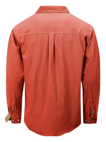 Drazivon Men's Button Down Long Sleeve 100% Cotton Flannel Shirt Red L - image 3