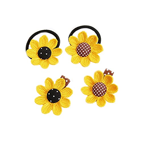 Sunflower Hair Rubber Bands Hair Clip Set, Girls Sunflower Hair Rubber Bands For Kids Flower Alligator Hair Clips Mini Rubber Bands For Hair #TOP10