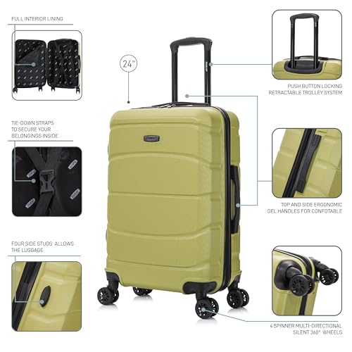 Image of DUKAP SENSE 24-Inch Medium Hardside Spinner Luggage Durable Zippered Green