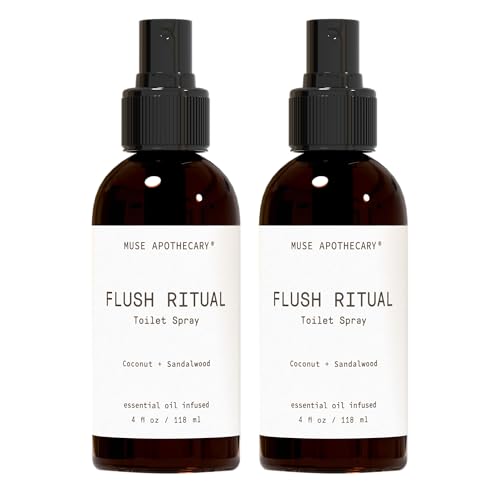 Muse Apothecary Flush Ritual - Aromatic &amp; Refreshing Toilet Spray, Use Before You Go, 4 oz, Infused with Natural Essential Oils - Coconut + Sandalwood, 2 Pack