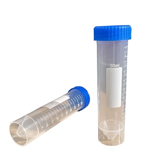 10 Piece 50ml Plastic Vial Tube with Screw Caps, Graduated