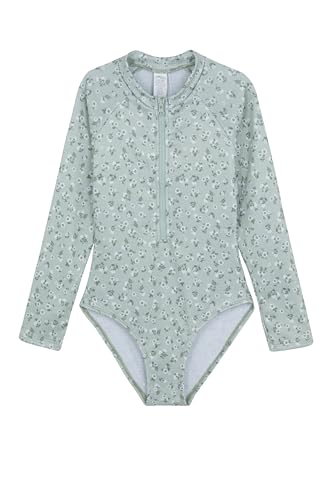 Gottex Kids Textured Long Sleeve Zip Front One Piece Swimsuit Chlorine Fade Resistant and Built-in UPF UV 50+ Protection