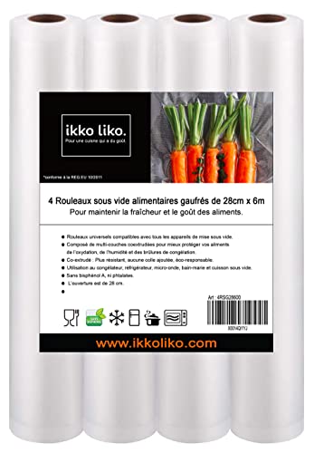 Rouleaux sous vide alimentaire gaufré de 28 cm x 6 m (x4) Qualité Professionnelle de film sous vide I Sac sous vide Alimentaire pour machine sous vide de Poche I Sachet, sans BPA