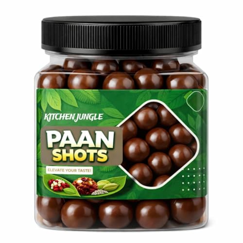 Image of Kitchen Jungle Pan Shots Mukhwas Candy Balls 350gm (Pack Of 1 Jar) | Refreshing Paan Flavour Laddu Candy | Traditional After-Meal Mouth Freshener | Sweet & Aromatic Paan Treat