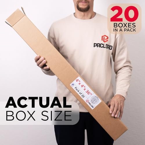 Image of Tall Cardboard Boxes 4 inchL x 4 inchW x 36 inchH (Pack of 20) - USA-Made Packing Boxes for Moving, Shipping, or Storage - USPS, UPS, FedEx Approved - Professional Packing Supplies for Moving | USA-Made Packing Boxes for Moving, Shipping, or Storage - USPS, UPS, FedEx Approved - Professional Packing Supplies
