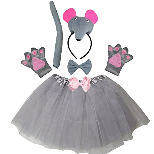 Kirei Sui Kids Animal Costume Mouse Tutu And Ear Headband 3D Gray #TOP9