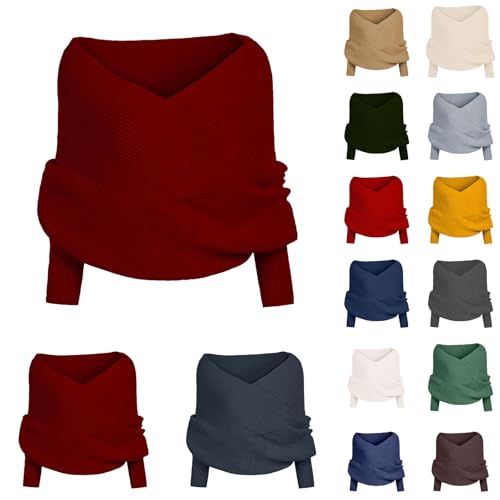 Generisch Damenschal Strickschal Schal mit Ärmeln Pulloverschal mit Ärmeln Wickelpullover für Damen Schal Mit äRmeln äRmelschal Kaschmir Schal Damen Schultertuch Dirndl ZubehöR Damen