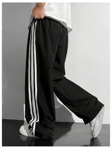 Boy's Wide Leg Pants Stripe Side Elastic Waist Baggy Sweatpants Running Athletic Pants Trousers2