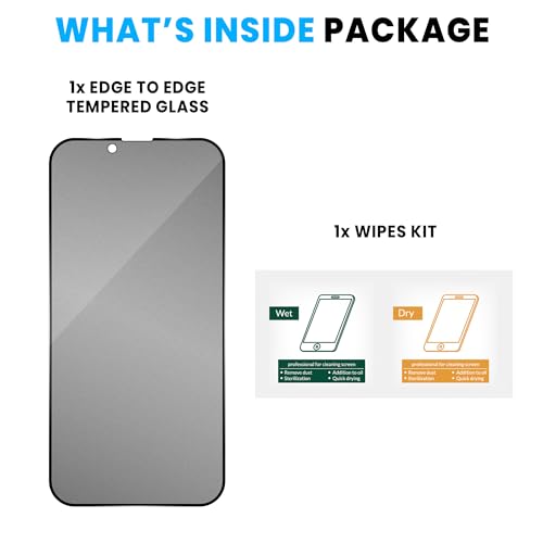 Image of ArmourPro Matte Privacy Tempered Glass for iPhone 16e, 17E, iPhone 13 and 14, Anti-Spy Anti-Glare Screen Protector, Edge-to-Edge Full Coverage, 9H Anti Scratch, Smooth Touch, Easy Installation Kit with Cable Protector