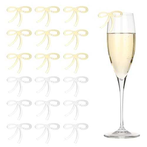 Marcadores de copas de acrílico espejo para identificar bebidas en bodas y cumpleaños (50 uds)