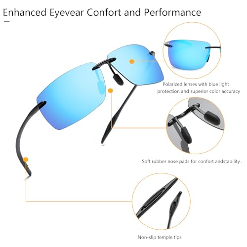 Image of Mens Sunglasses Polarized Frameless z87 Safety Sun Glasses For Women UV400 Anti Glare Mirror Mztrix Bex Sunglasses
