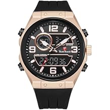 TEARTRACE Mens Watches with Silicone Strap Analog-Digital Waterproof Luminous Chronograph Black/Green/Orange/Bronze Watches for Men, Big Face Sport Work Wrist Watch Relojes para Hombres