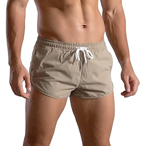 Akkad Kuti Running Shorts for Men Gym Athletic Workout Shorts Quick Dry 3 Inch Inseam Sweat Shorts with Pockets, Khaki, Large Cover