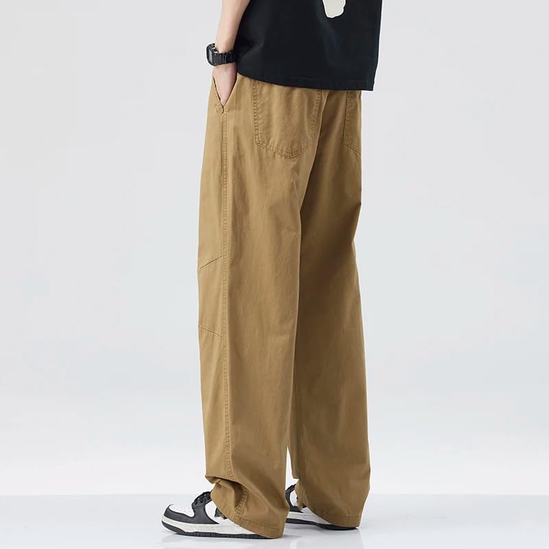 Summer Thin Korean Sports Casual Pants Vintage Men's Solid Baggy Trousers2