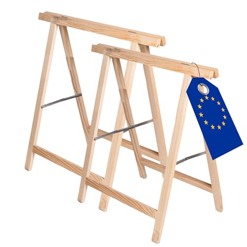 MODO24 Holzbock Klappbock Arbeitsbock Tapezierbock Sägebock Montagebock Unterstellbock SDKM, 2er-SET, 73x73x44 cm, Natur unbehandelt