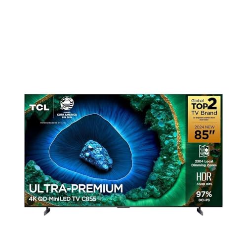 TCL, Smart TV 85 Polegadas 4K QD-MiniLED C855, Google TV, HDR, Wi-Fi, Bluetooth, Dolby Vision e Atmos, 144Hz