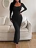 HBQ Women's Bodycon Maxi Dress Long Sleeve Square ... #1