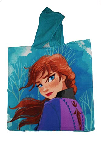 Frozen II Cape de Bain - Poncho de Bain à Capuche en Microfibre Fille (Vert, 55x110)