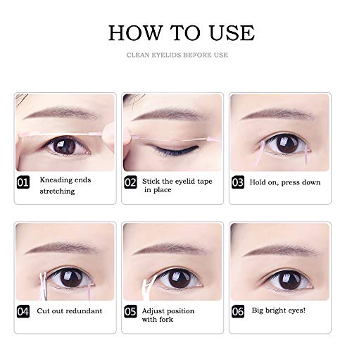 Makeup Double Eyelid Tapes Two-Sided Sticky Fiber Strips Big Eye Decoration Invisible Double Fold Eyelid Shadow Sticker Tool, with FREE Fork Rods and Scissors - Thumbnail 7