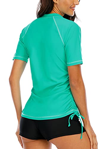Halcurt Rash Guard For Women Short Sleeve Swim Shirt Swimsuit Bathing Suits 2Xl Turquoise #TOP1