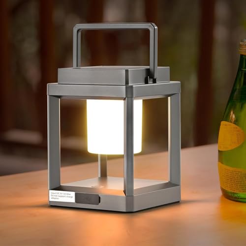 Image of Solar Lanterns Outdoor Table Lamp, Led Lamps for Nightstand, Outdoor Table Lamp for Patio Waterproof, Cordless Battery Operated Lamp, Rechargeable Solar Lantern for Reading Decor Camping