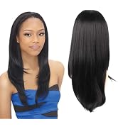 Half Wig Quick Wear Weave Wigs for Women Straight Synthetic Hair 16 Inch 3/4 Half Up Half Down Wi...