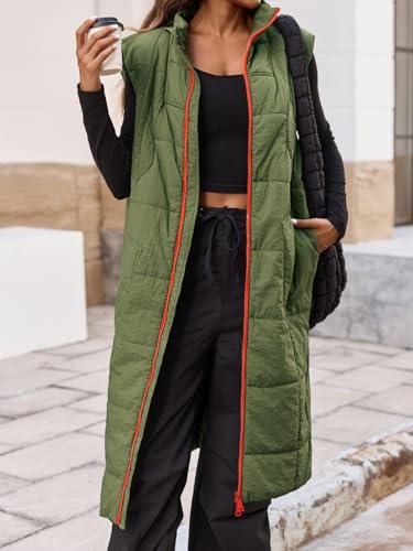 Cicy Bell Womens Long Quilted Puffer Vest Lightweight Sleeveless Winter Jackets Side Slit Packable Coats4